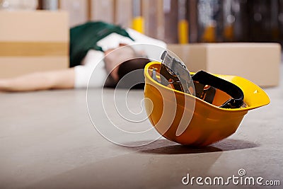 Dangerous accident during work Stock Photo