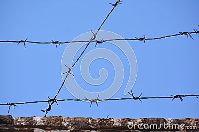 Dangerous Barbed Wire Stock Photo