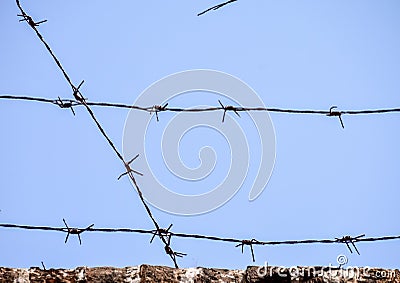 Dangerous Barbed Wire Stock Photo