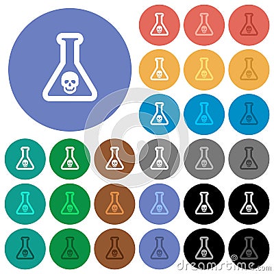 Dangerous chemical experiment round flat multi colored icons Stock Photo