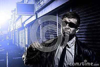 Dangerous criminal man Stock Photo