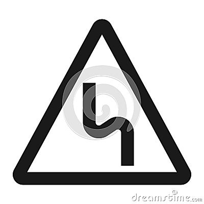 Dangerous double bend sign line icon Vector Illustration