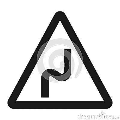 Dangerous double bend sign line icon Vector Illustration