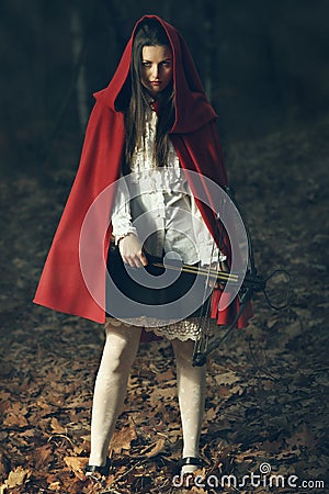 Dangerous gaze from Little red riding hood Stock Photo