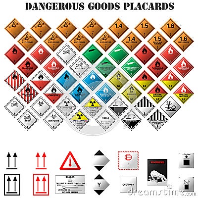 Dangerous goods placards Vector Illustration