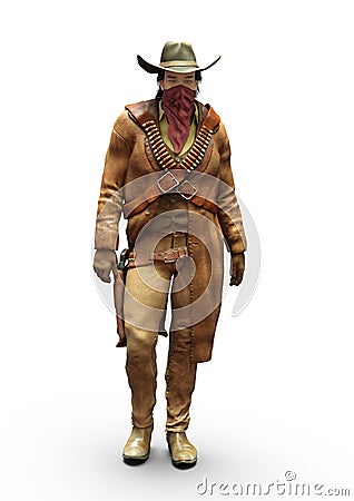 The dangerous Gunslinger, 3D Illustration Stock Photo