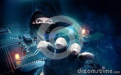 Dangerous hacker stealing data -concept Stock Photo