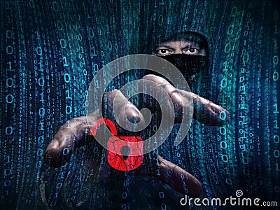 Dangerous hacker stealing data -concept Stock Photo