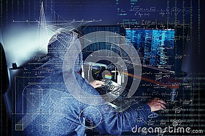 Dangerous hacker stealing data -industrial espionage concept Stock Photo