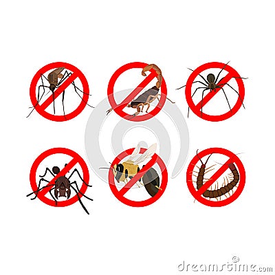 6 dangerous insects awareness Stock Photo