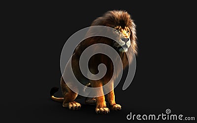 Action of Dangerous Lion with Clipping Path Stock Photo