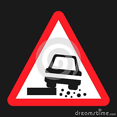 Dangerous Roadside and shoulder sign flat icon Vector Illustration