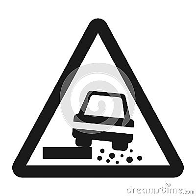 Dangerous Roadside and shoulder sign line icon Vector Illustration