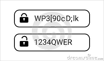 Dangerous and secure password. Weak and unreliable and complex secure code Vector Illustration