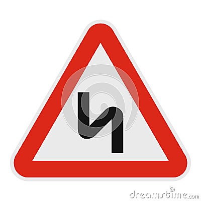 Dangerous turn right icon, flat style. Vector Illustration