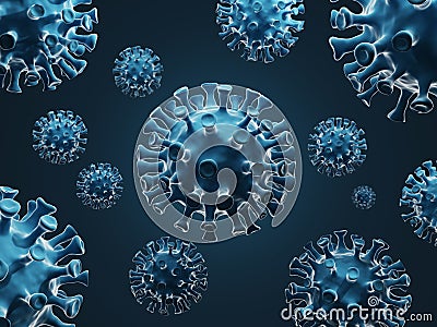 Dangerous virus under microscope, bacteria virus or germs microorganism cells. 3D rendering Stock Photo