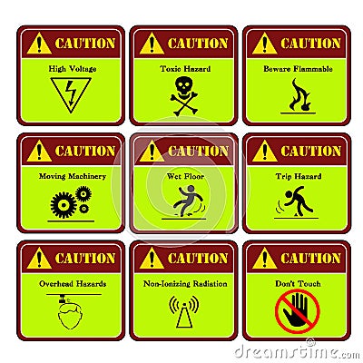 Dangerous and warning label in the industry Vector Illustration