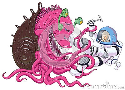 Dangers of space explorations Cartoon Illustration