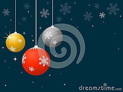 Dangling Christmas Baubles with Snowflake Pattern Vector Illustration