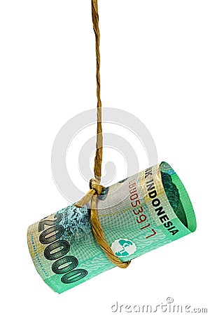 Dangling Indonesian rupiah Stock Photo