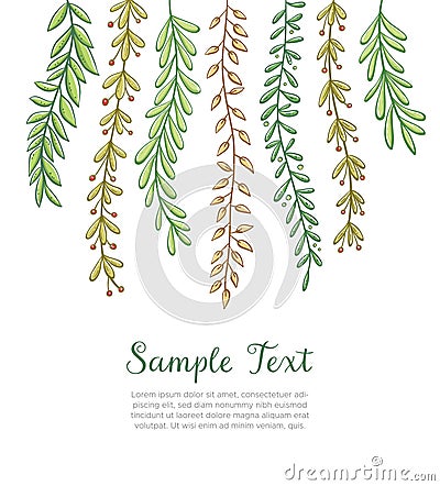 Set of colorful dangling plants background Vector Illustration