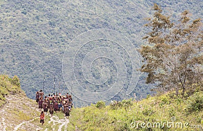 Dani tribal people in Ugem Village Editorial Stock Photo