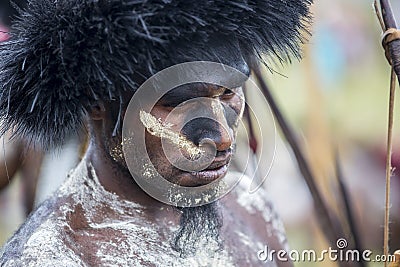 Dani tribesmen at the annual Baliem Valley Festival. Editorial Stock Photo