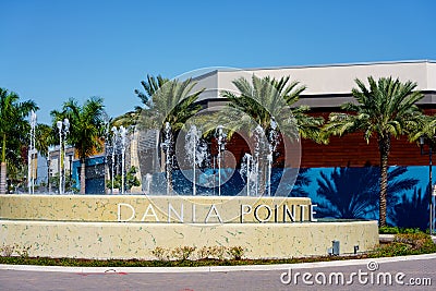 Dania Pointe Florida USA photo of the entrance fountain Editorial Stock Photo