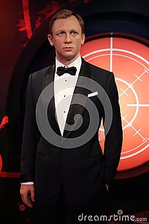 Daniel Craig as the agent 007 James Bond wax statue Editorial Stock Photo