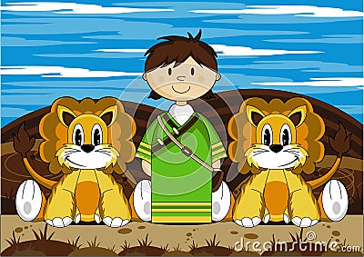 Daniel and the Lions Vector Illustration