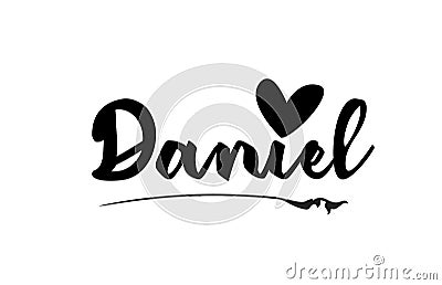 Daniel name text word with love heart hand written for logo typography design template Vector Illustration
