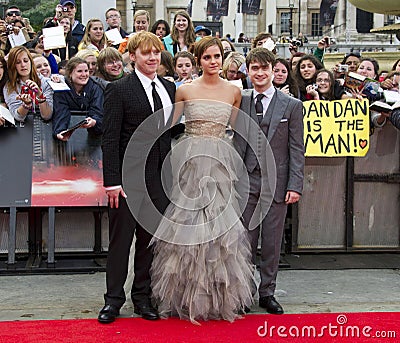 Daniel Radcliffe,Emma Watson,Rupert Grint,Daniel Radcliff Editorial Stock Photo