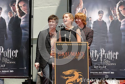 Daniel Radcliffe,Emma Watson,Rupert Grint,Daniel Radcliff Editorial Stock Photo