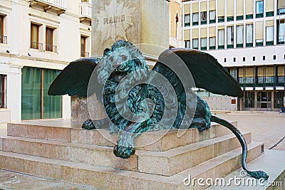 Daniele Manin, bronze lion, Venice, Europe Stock Photo