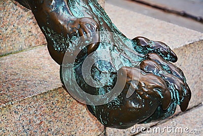 Daniele Manin bronze statue, details, in Venice, Europe Stock Photo