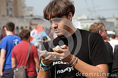 Danila Lindele at the opposition rally Editorial Stock Photo