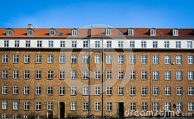 Danish apartment building - brick facade Stock Photo