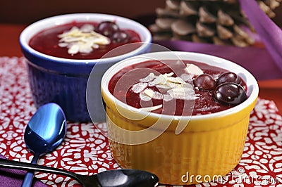 Danish berry jelly dessert (Rodgrod med flode) Stock Photo