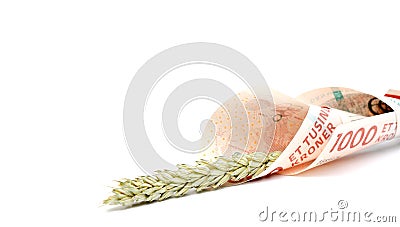 Danish crowns and wheat ear. Food concept Stock Photo