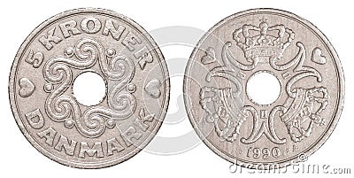5 danish krone coin Stock Photo