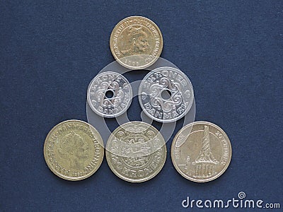 Danish Krone coins, Denmark Stock Photo