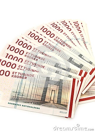 Danish krone - 1000 DKK banknotes Stock Photo