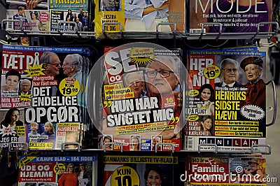 DANISH MEDIA HEADLINE AND COVER ABOUT ROYALS Editorial Stock Photo