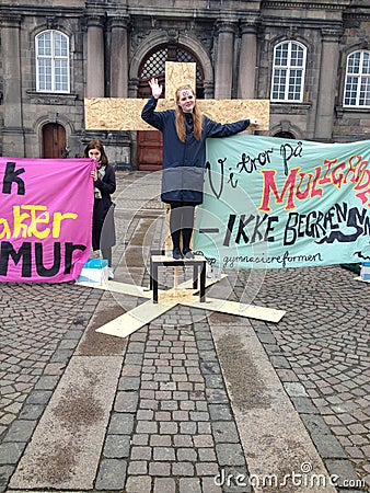 DANISH STUDENT PROTEST AGAINST COLLGE REFORM Editorial Stock Photo