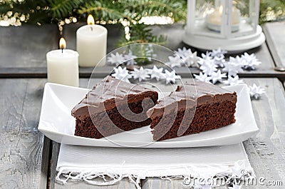 Danish traditional christmas. Chocolate cake Stock Photo