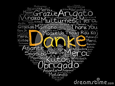 Danke Thank You in German Love Heart Stock Photo