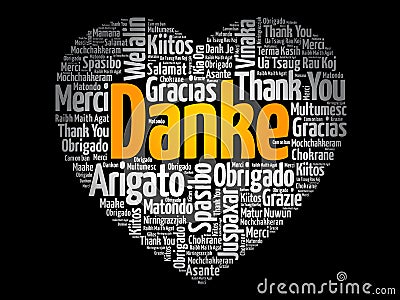 Danke Thank You in German Love Heart Stock Photo