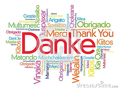 Danke Thank You in German Word Cloud Stock Photo