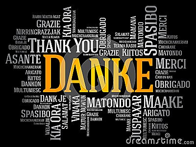 Danke Thank You in German word cloud Stock Photo