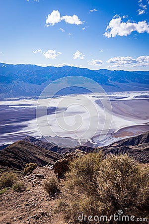 View of Badwater Basin in Death Valley National Park Stock Photo